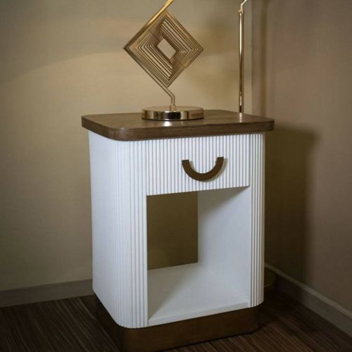 Comodino 2 ripiani bianco e marrone 48x40x62h cm - Fagends