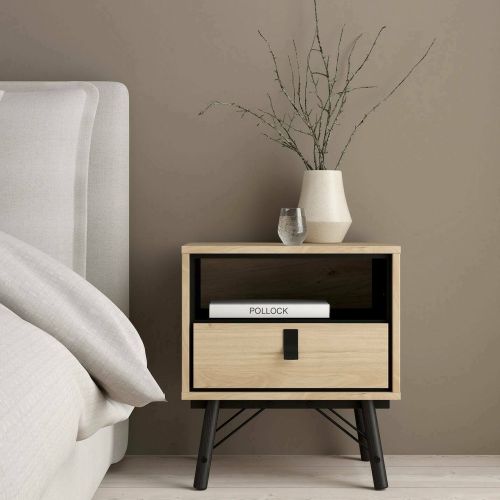 Comodino 2 ripiani rovere 53x40x59h cm - Chito