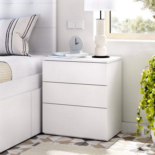 Comodino 3 cassetti bianco 52x34x58h cm - Arnold