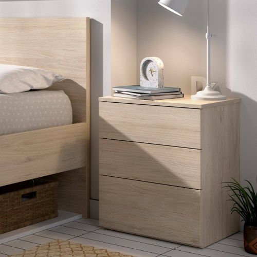 Comodino 3 cassetti rovere 52x34x58h cm - Arnold