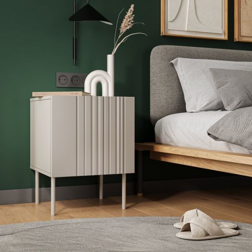 Comodino Beige Cassetti un Ripiano 59x42x44.5h cm, Un'anta - Russi