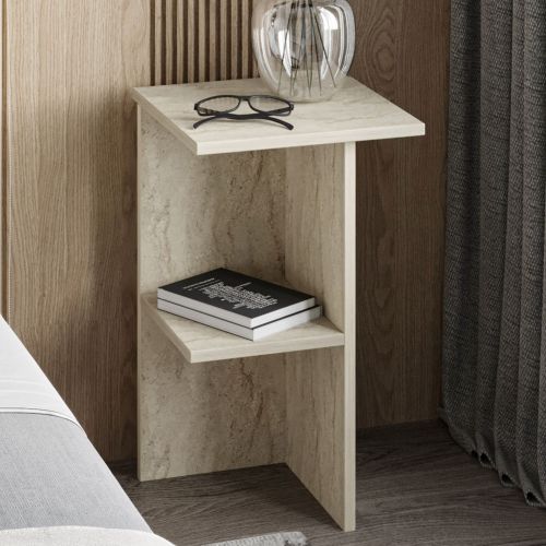 Comodino Beige Marmo un Ripiano Colore Ripiano Beige 36x36x60h cm, Sfumatura Colore Struttura Marmo - Roaschia