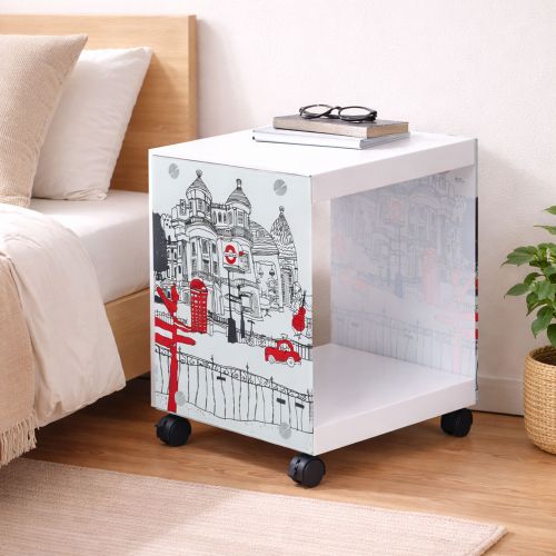 Comodino Bianco Colore Ripiano Bianco 38x34x46h cm, - Vacri