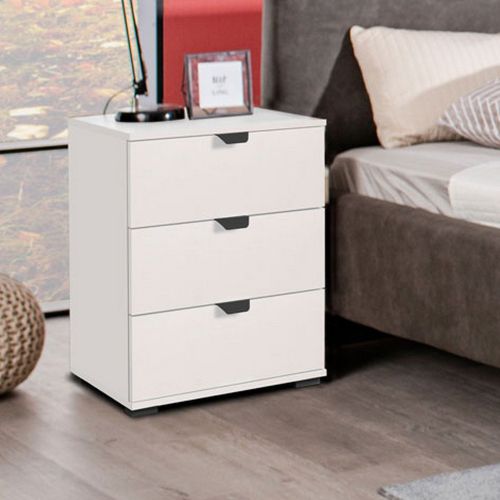 Comodino Bianco Crema Nero un Ripiano 3 Cassetti 45x40x63h cm, Apertura Scorrevole - Talana