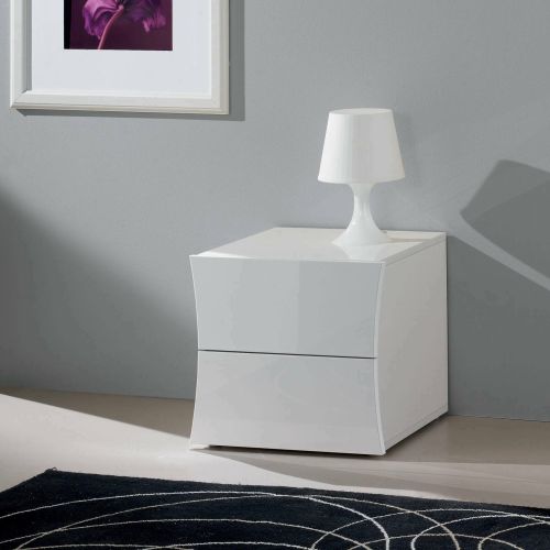 Comodino chic bianco lucido 50x40x41h cm - Aku