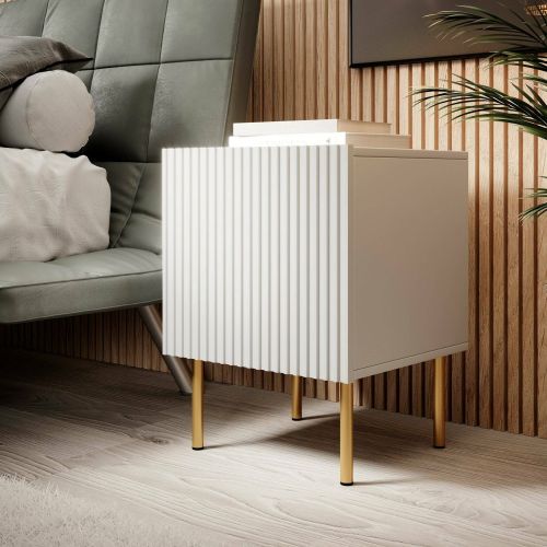 Comodino classico bianco 44x40x51h cm - Set di 2 comodini Farini