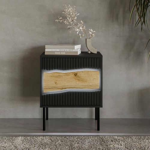 Comodino classico nero 50x40x61h cm - Set di 2 comodini Ussana