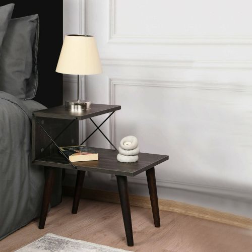 Comodino design grigio cenere 50x40x55h cm - Newton