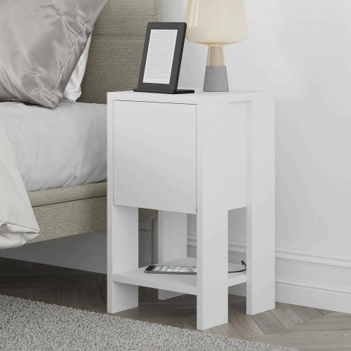 Comodino in legno bianco 30x30x55h cm - Filippa