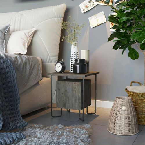 Comodino in legno marrone 40x40x45h cm - Nargis