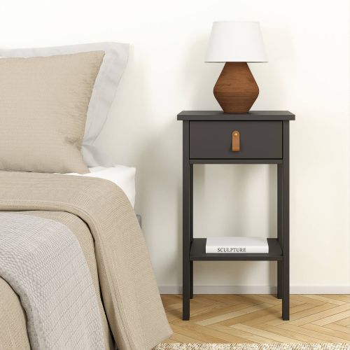Comodino in legno nero 40x34x70h cm - Inday