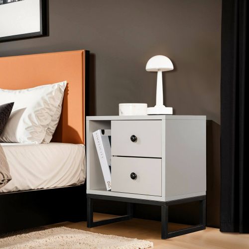 Comodino industrial grigio e nero 45x29x50h cm - Rhiannon