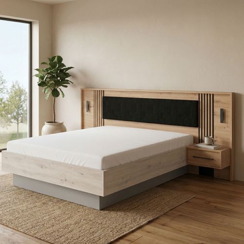 Comodino Marrone Nero un Cassetto un Ripiano 93.5x35x115.5h cm, Apertura Scorrevole - Cetraro
