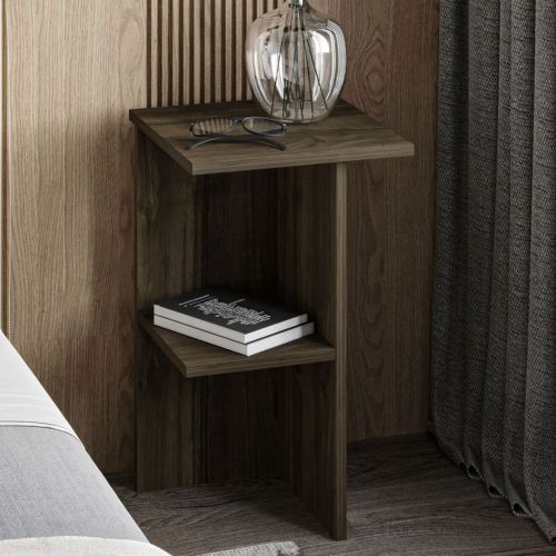 Comodino Marrone Noce un Ripiano Colore Ripiano Marrone 36x36x60h cm, Sfumatura Colore Struttura Noce - Roaschia