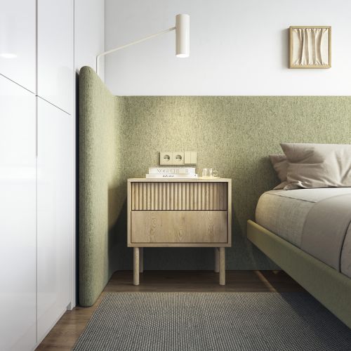Comodino Marrone Rovere 2 Cassetti un Ripiano 54x40x55h cm, Apertura Scorrevole - Gase