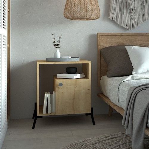 Comodino Marrone Rovere 2 Ripiani Apertura Battente 50x61x50h cm, Un'anta - Palosco