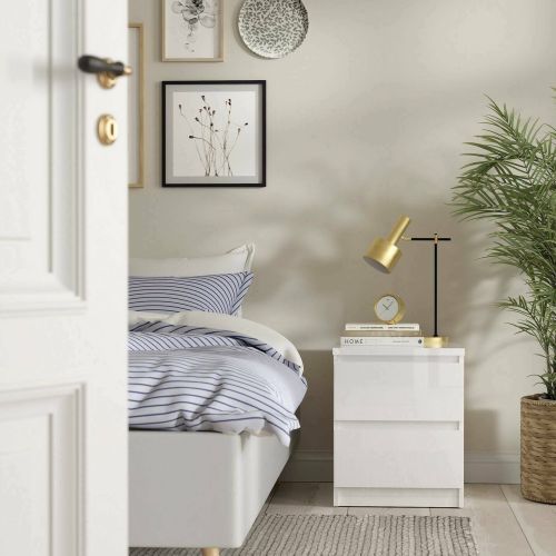 Comodino minimal bianco lucido 50x40x49h cm - Azar