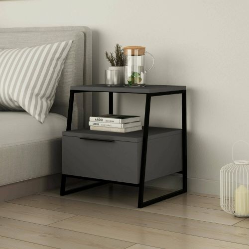 Comodino moderno antracite 45x40x50h cm - Alonso
