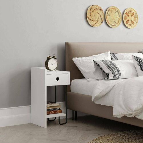 Comodino moderno bianco 32x30x61h cm - Cedro