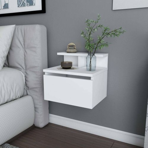 Comodino moderno bianco 39x31x35h cm - Auring