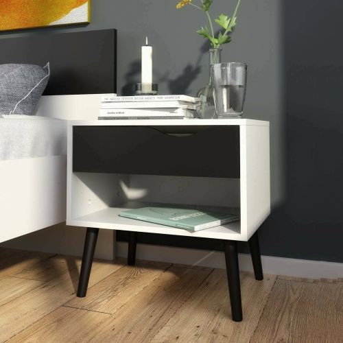 Comodino moderno bianco e nero 50x39x49h cm - Lucina