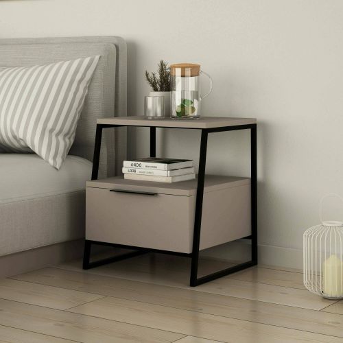 Comodino moderno tortora 45x40x50h cm - Alonso