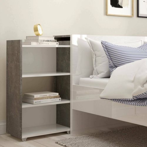 Comodino stretto cemento e bianco lucido 144x26x79h cm - Peridoto