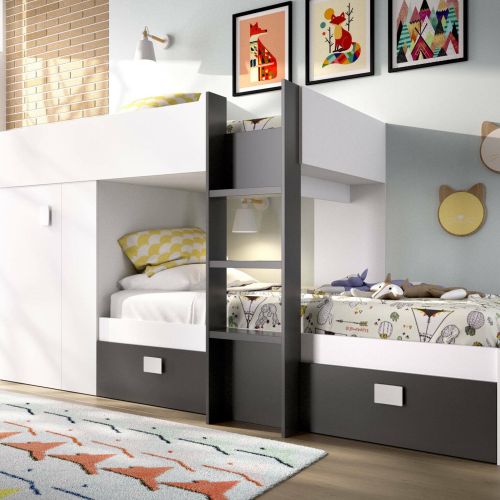 Composizione camera da letto Araba, 271x111h150 cm, Bianco e Antracite