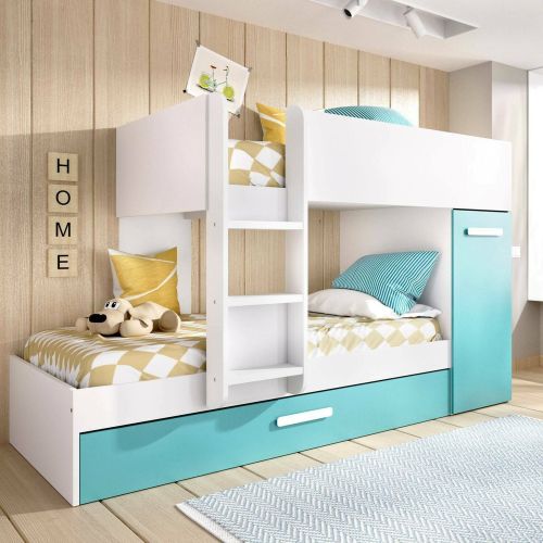 Composizione camera da letto Hikaa, 244x112 h150 cm, Azzurro e Bianco