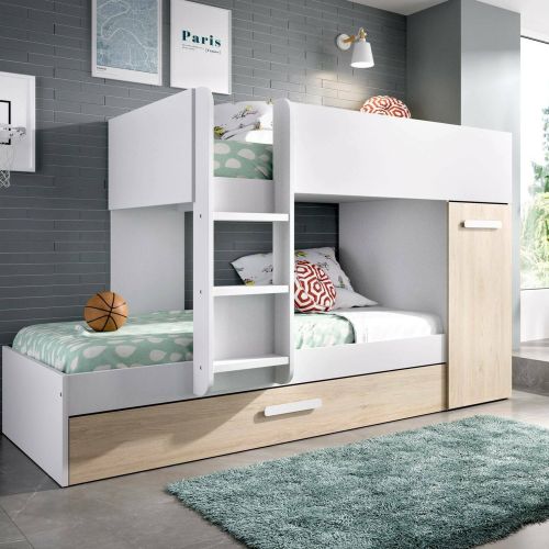 Composizione camera da letto Hikaa, 244x112h150 cm, Rovere e Bianco
