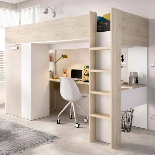 Composizione camera da letto Maha, 206x111 h178 cm, Bianco e Rovere