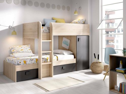 Composizione camera da letto Pax, 255x112h150 cm, Rovere e Antracite