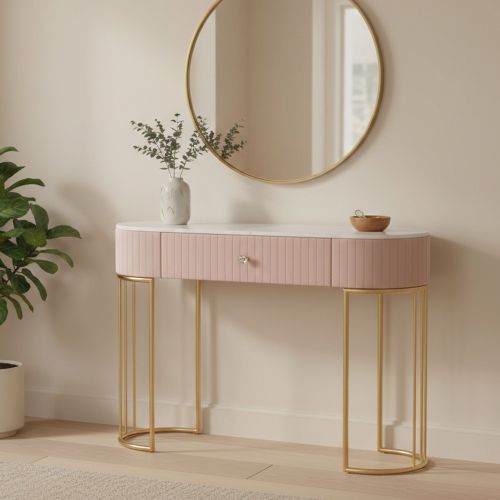 Consolle 100x40x75h cm rosa e bianco - Abstraktes