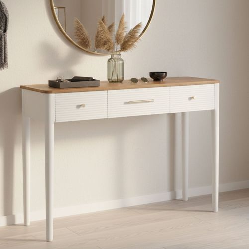Consolle 107x37x80h cm bianco e marrone - Crypto
