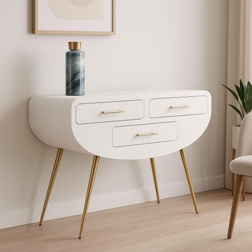 Consolle 110x40x80h cm bianco e oro - Tomato