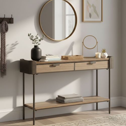 Consolle 120x31x72h cm grigio e marrone - Franz