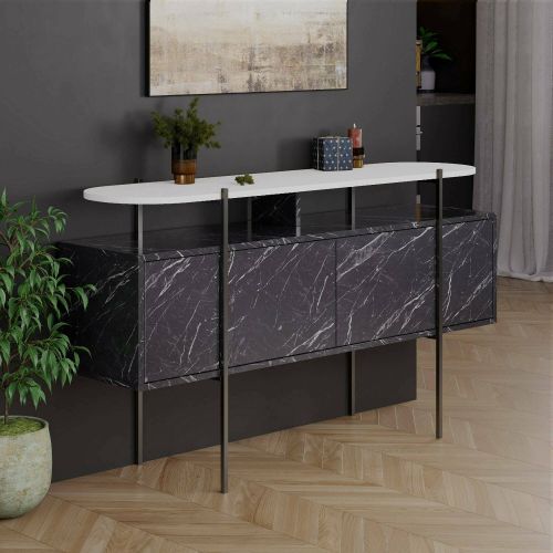 Consolle 150x38x86h cm bianco e grigio - Vance