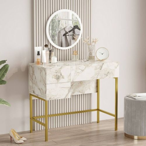 Consolle 88x44x77h cm bianco e oro - Scoppito