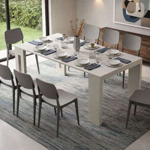 Consolle Allungabile Beige 8 Posti Allungabile 186x90x78h cm, Meccanismo Estensione a Incastro - Ficarolo
