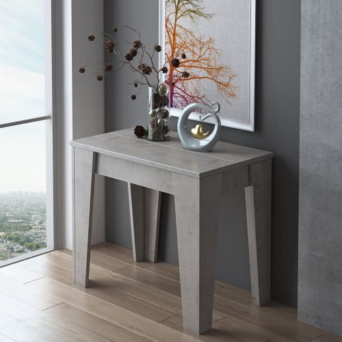 Consolle Allungabile Grigio Cemento Allungabile 12 Posti 305.6x90x75.2h cm, Meccanismo Estensione Allunghe Centrali - Gizio