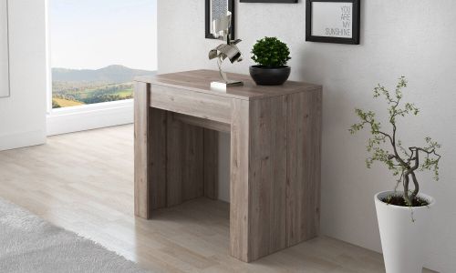 Consolle Allungabile Marrone Rovere 10 Posti Allungabile 237x90x77h cm, Meccanismo Estensione Allunghe Centrali - Vaelis