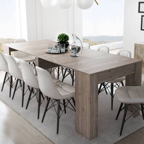 Consolle Allungabile Marrone Rovere 10 Posti Allungabile 237x90x77h cm, Meccanismo Estensione Allunghe Centrali - Vaelis