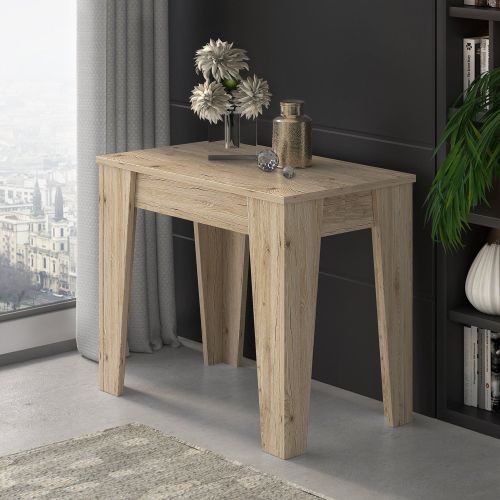 Consolle Allungabile Marrone Rovere Nodi Allungabile 12 Posti 305.6x90x75.2h cm, Meccanismo Estensione Allunghe Centrali - Gizio