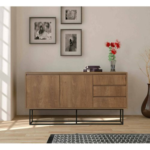 Consolle Alsafi, Tavolo allungabile multiuso, Consolle ingresso, Ripiano con allunghe, 140x36h72 cm, Noce e Nero