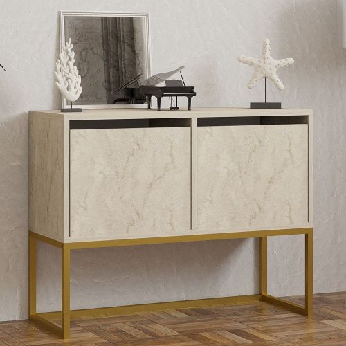 Consolle Beige Marmo Oror 2 Vani Colore Struttura Oror 90x34x70h cm, Colore Ripiano Beige - Arresi