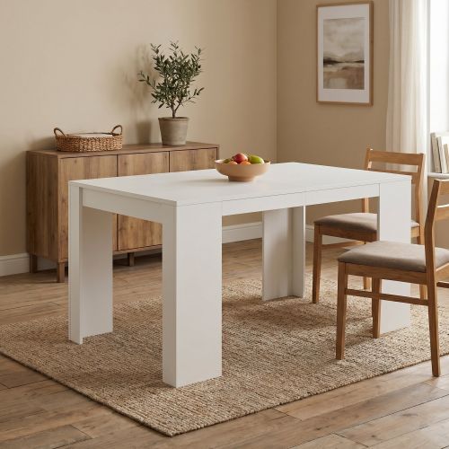 Consolle Bianco Colore Ripiano Bianco 144x90x76.6h cm, - Nairis