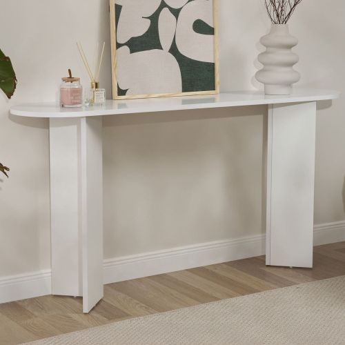 Consolle Bianco un Ripiano Peso Supportato 25 kg 150x35x75h cm, Colore Ripiano Bianco - Cercino