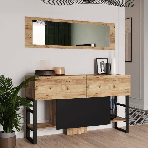 Consolle con specchio 139x43x83h cm quercia - Alleghe
