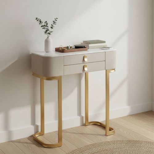 Consolle elegante 70x40x80h cm crema e oro - Ronda