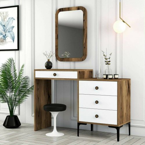 Consolle Marrone Noce Bianco 2 Ripiani Peso Supportato 25 kg 124x40x85h cm, Colore Ripiano Marrone - Namtheun